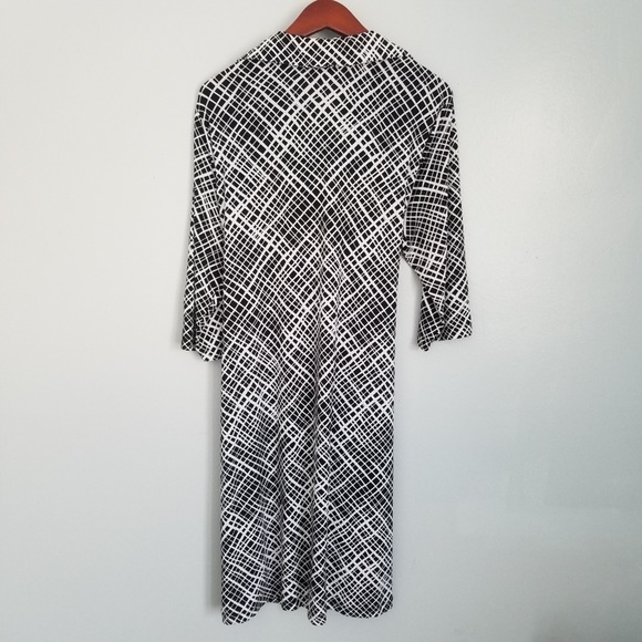 Graphic Print Faux Wrap Tie Waist 3/4 sleeve Dress - Picture 2 of 4